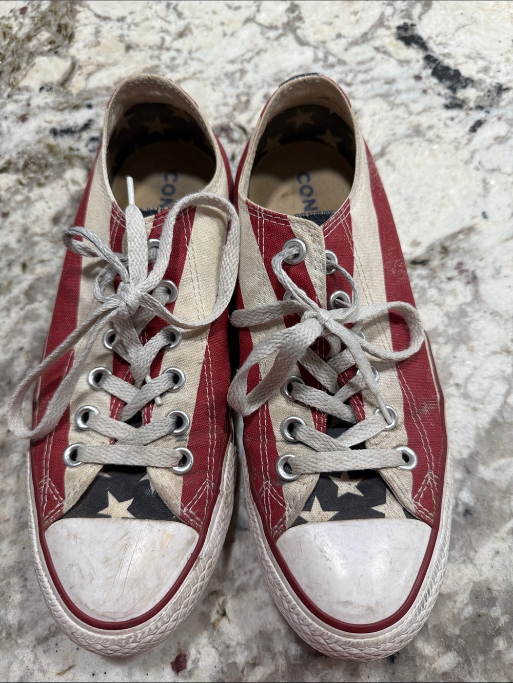 Converse Low Top Sneakers - Red, White and Blue
